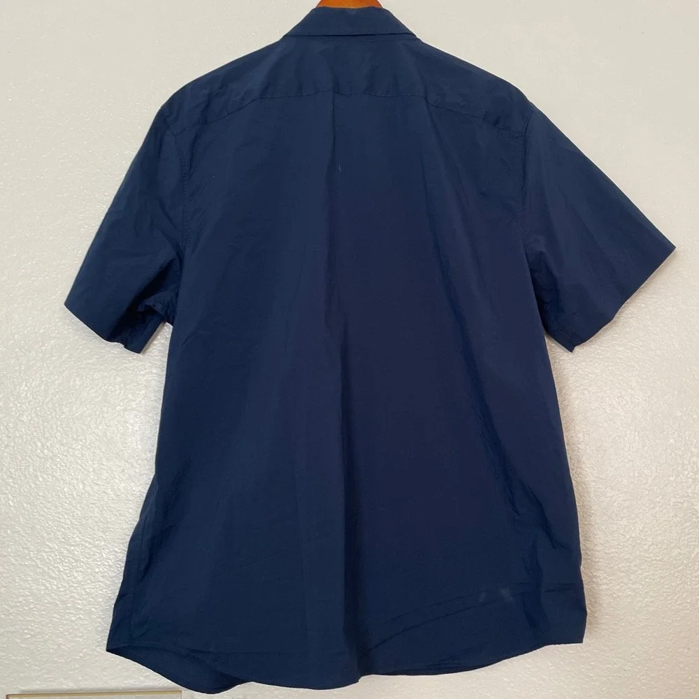 Banana Republic Mens XL Navy Blue Tech Stretch Cotton Slim Flex Fit Shirt SS